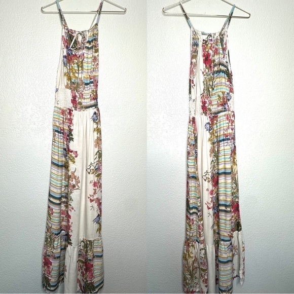 NWT Raga Women's Floral Maxi Summer Dress Smocked Waist Multi Color Small - Picture 12 of 12
